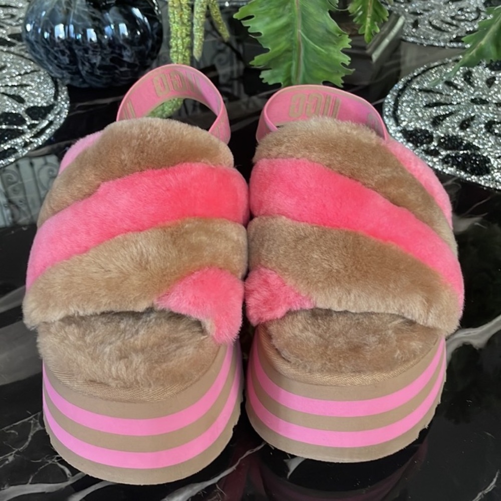 Pink and Brown Platform UGG Slippers